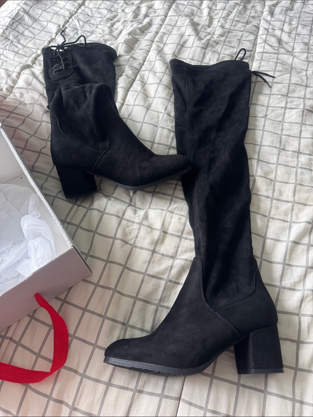 Dream Pairs Black Over-The-Knee Block Heel Boots